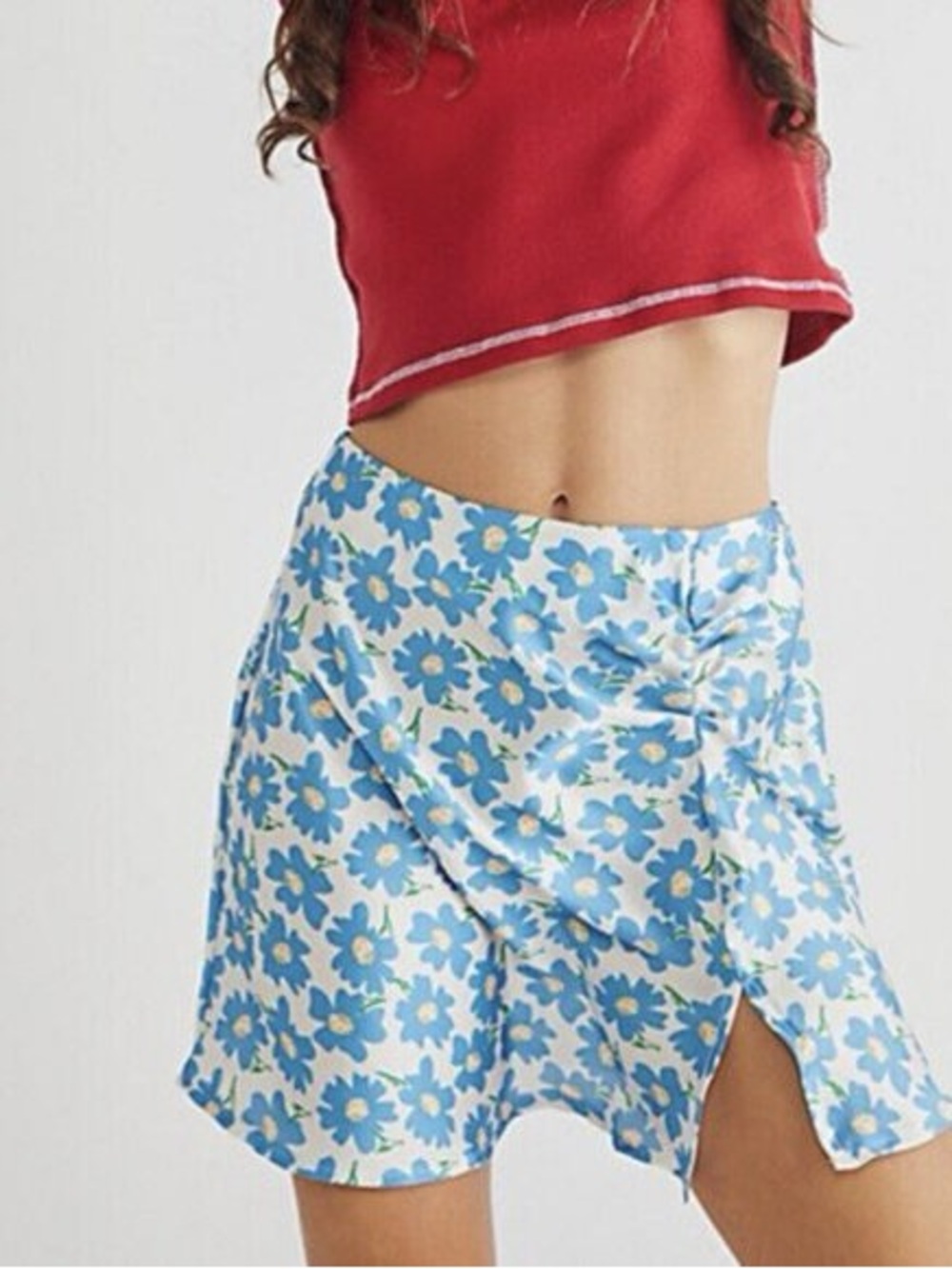Free People Mini Skirt with Blue Floral Print